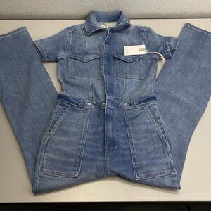 Good American Women’s Fit For Success Short-Sleeve Button-Up Jumpsuit  Blue – SP